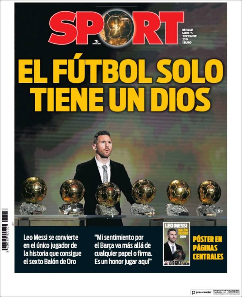 Portadas diarios deportivos en el mundo del 3 de diciembre de 2019