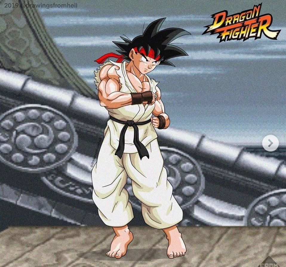 Gokú como Ryu (aunque parece Bardock)