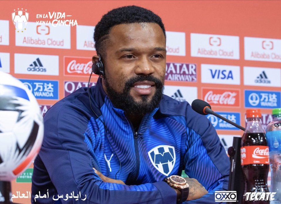 Dorlan Pabón en conferencia de prensa previo al debut en Mundial de Clubes. (Twitter: @Rayados)