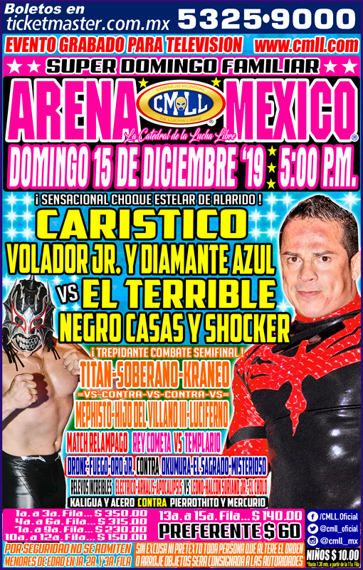Eventos de lucha libre del 13 al 17 de diciembre 2019.