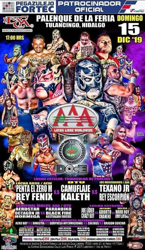 Eventos de lucha libre del 13 al 17 de diciembre 2019.