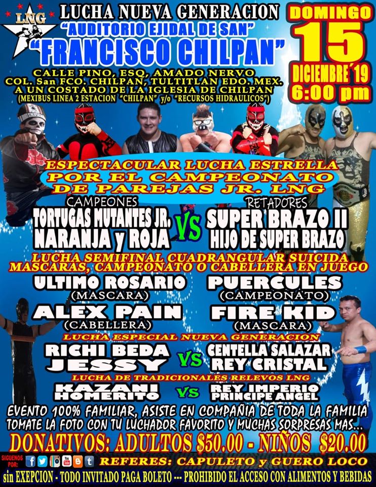 Eventos de lucha libre del 13 al 17 de diciembre 2019.