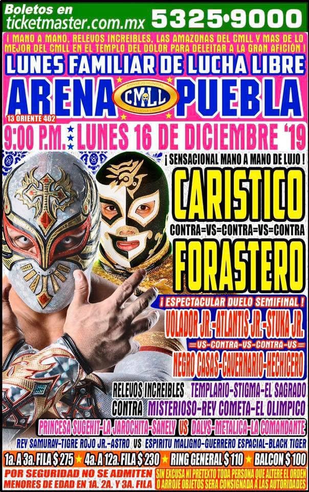 Eventos de lucha libre del 13 al 17 de diciembre 2019.