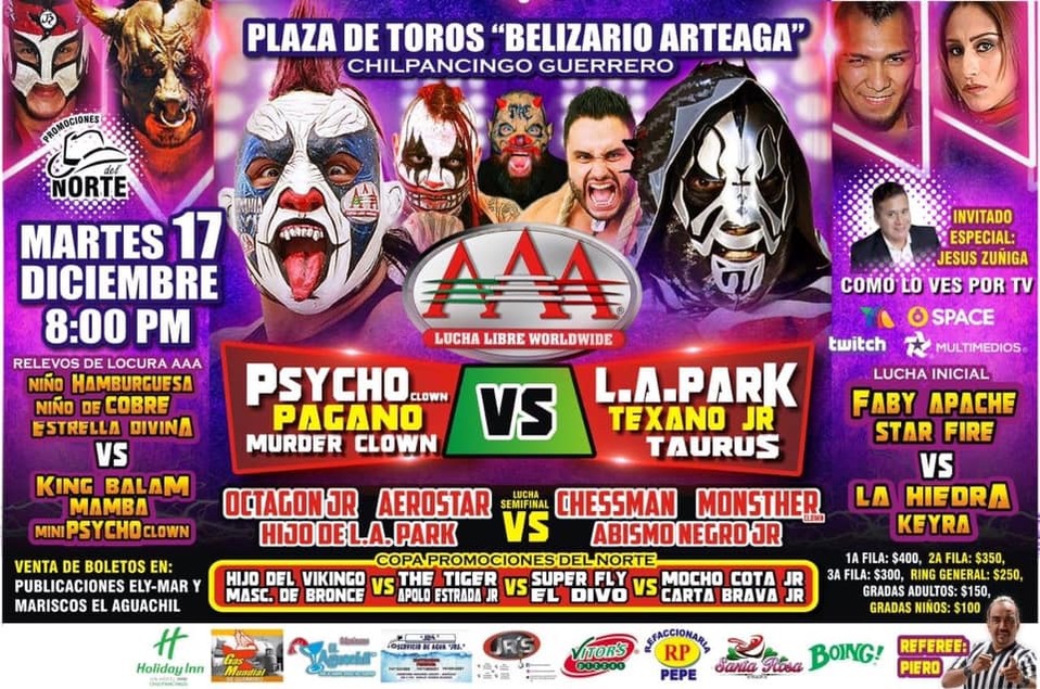 Eventos de lucha libre del 13 al 17 de diciembre 2019.