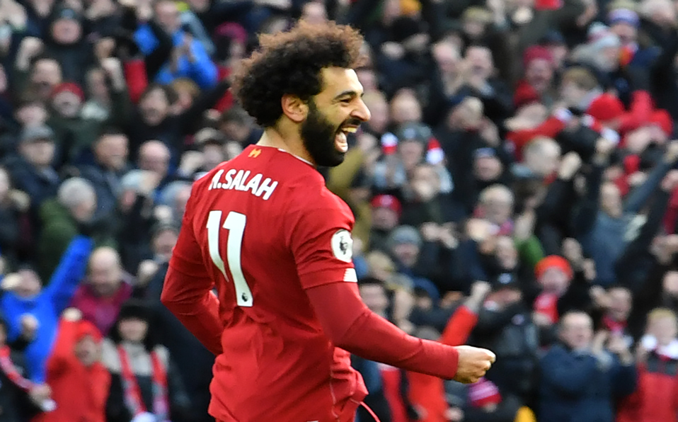 Mohamed Salah mostró su contundencia y se apuntó un doblete (AFP)