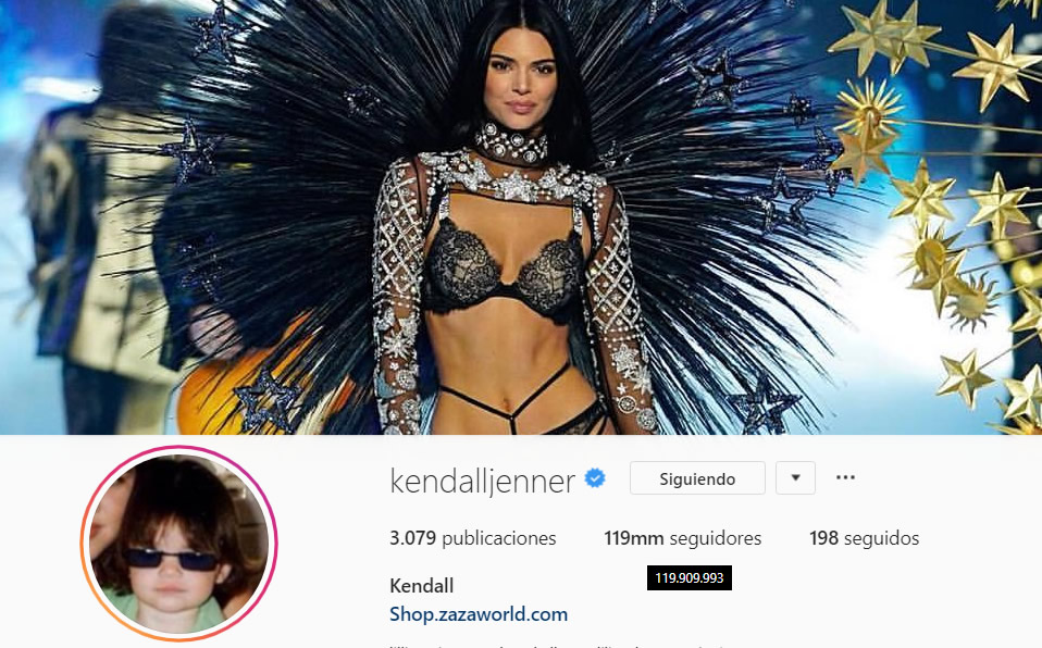 La trifecta de las hermanas Kardashia-Jenner está completa con Kendall Jenner y sus 119 millones.