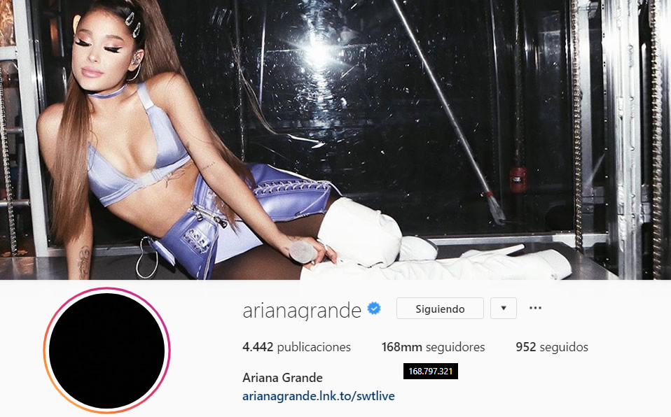 Detrás de CR7 está Ariana Grande, pero hay una brecha de ¡25 millones de seguidores!