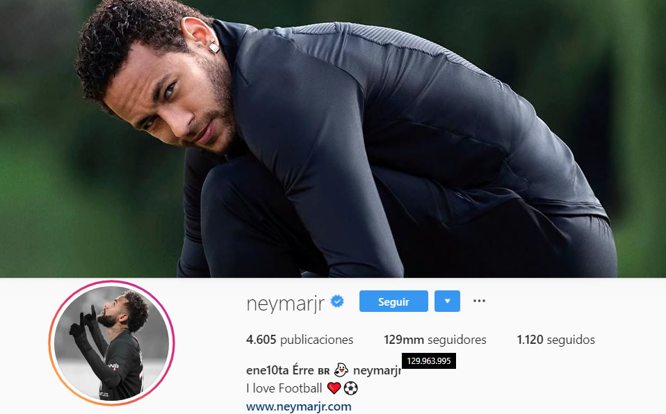 Neymar es el tercer futbolista de la lista.