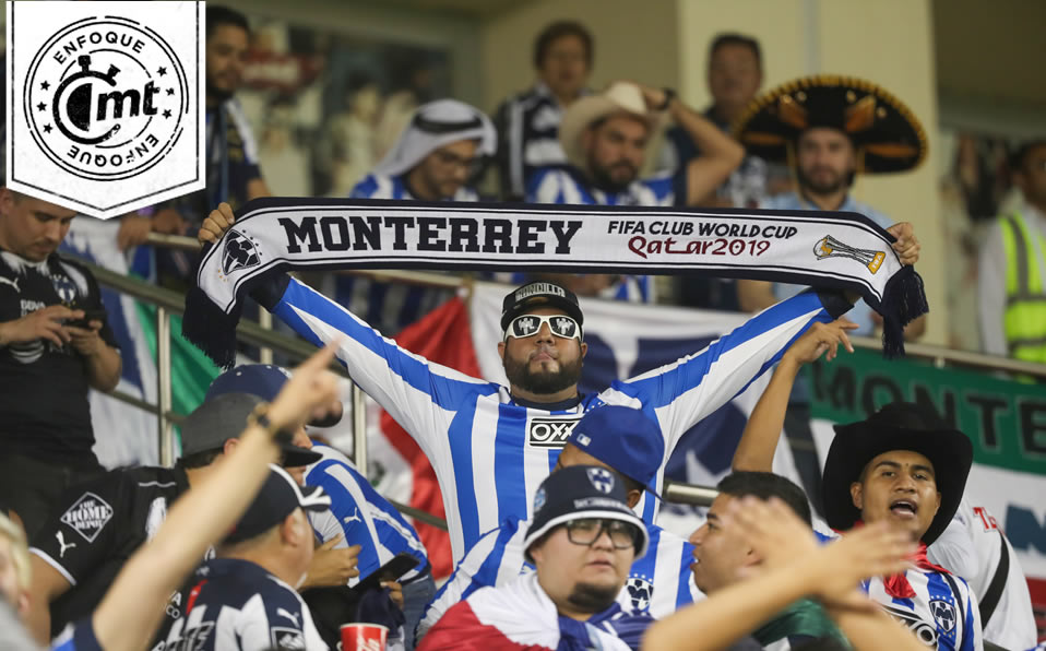 Los aficionados de Rayados en el Mundial de Clubes dieron un parámetro de cara al Mundial de 2022. Foto: AFP