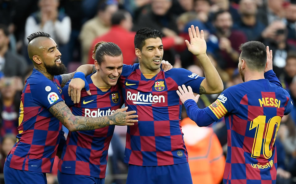 La celebración del cuadro catalán. (AFP)