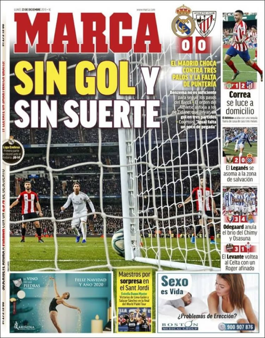 Portadas diarios deportivos en el mundo del 23 de diciembre de 2019