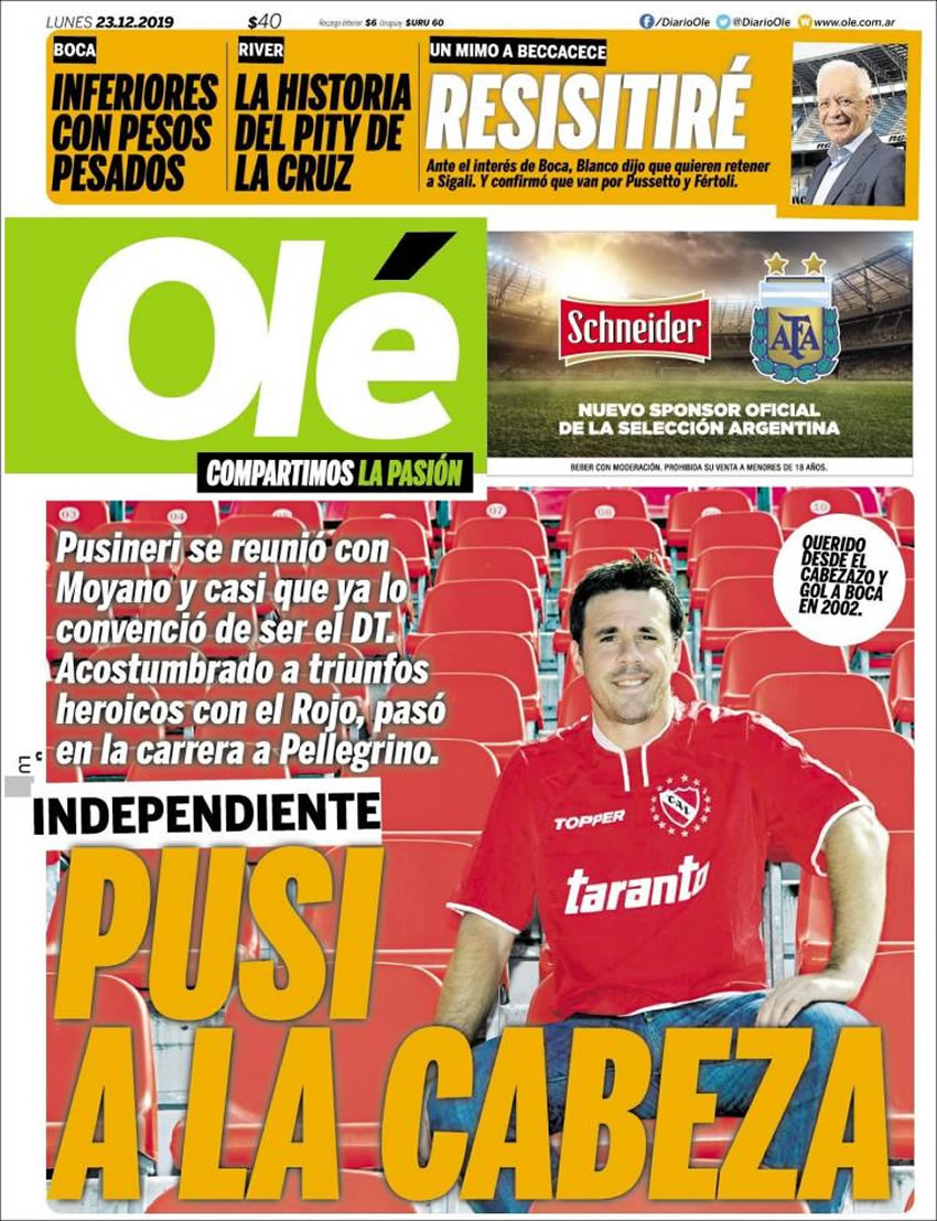Portadas diarios deportivos en el mundo del 23 de diciembre de 2019