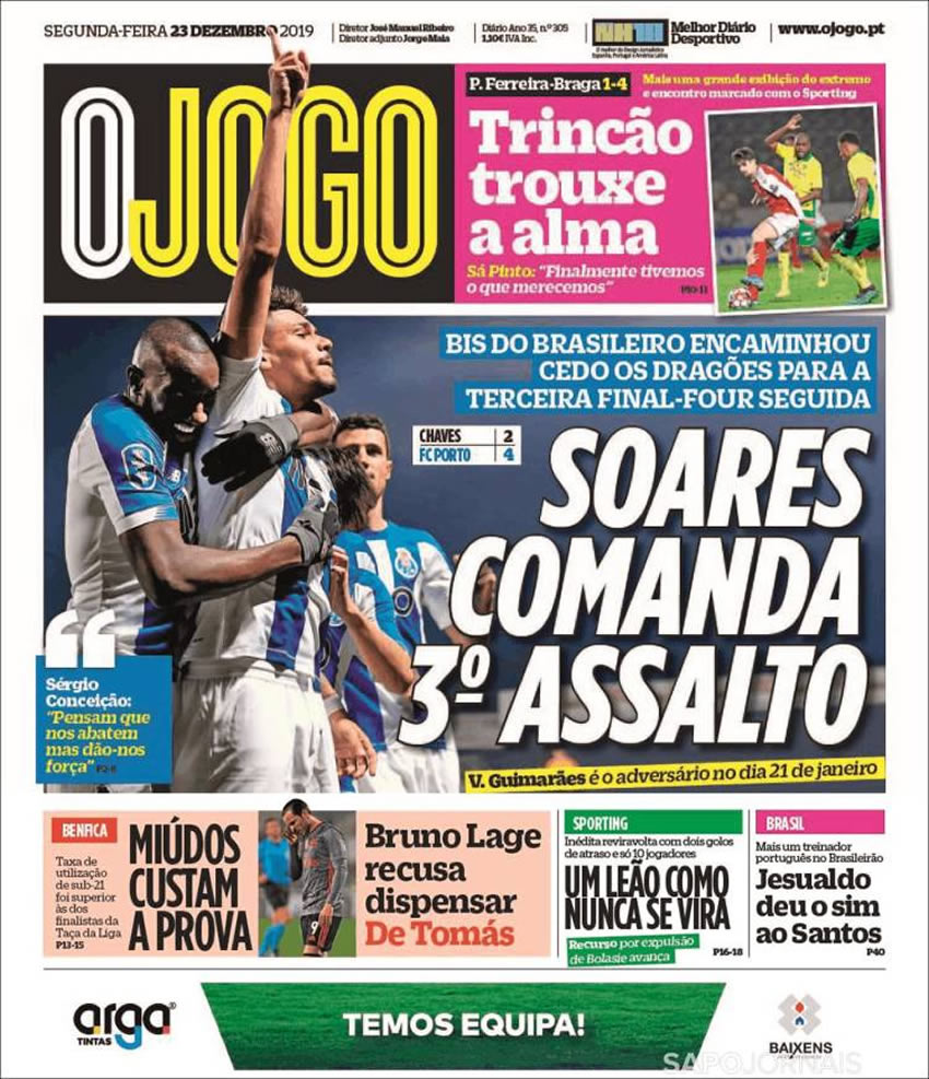 Portadas diarios deportivos en el mundo del 23 de diciembre de 2019
