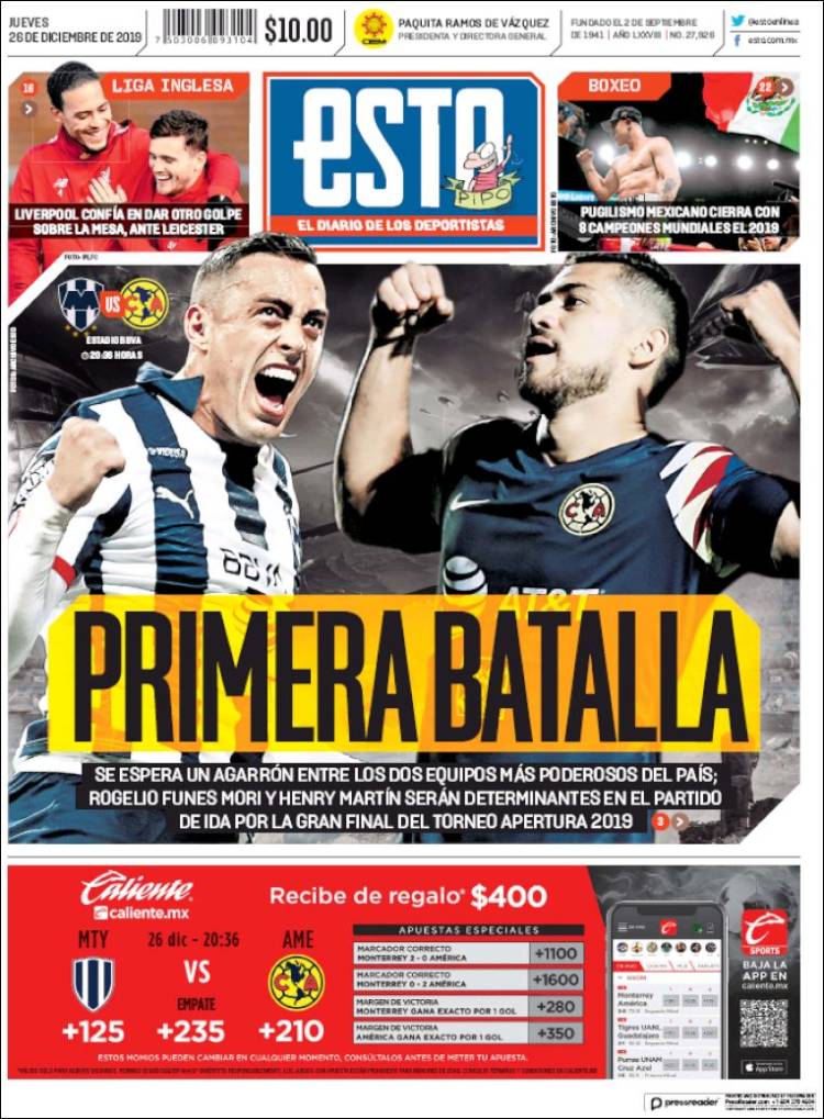 Portadas diarios deportivos en el mundo del 26 de diciembre de 2019
