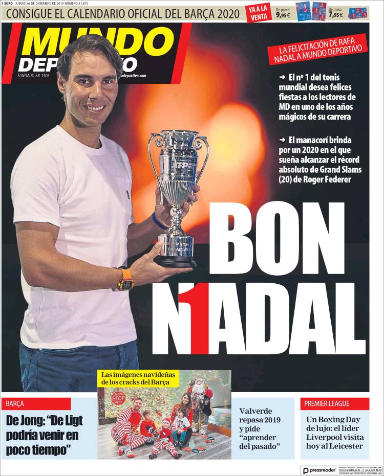 Portadas diarios deportivos en el mundo del 26 de diciembre de 2019