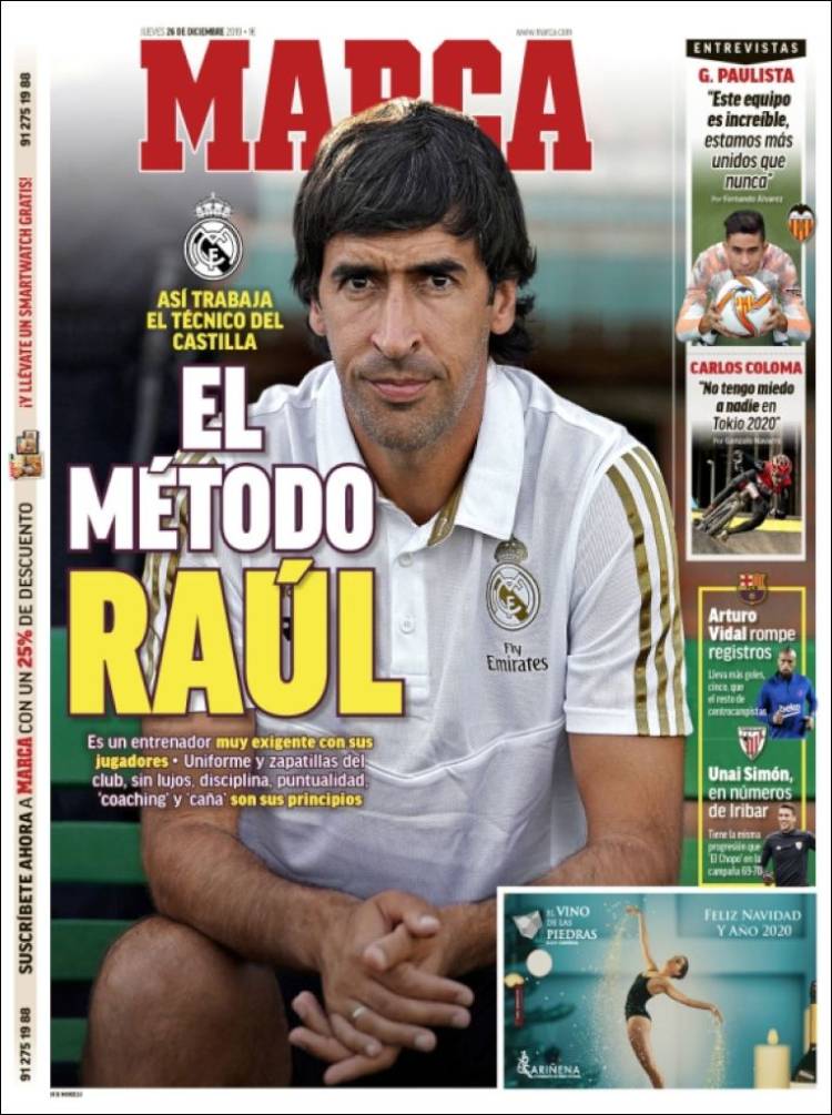 Portadas diarios deportivos en el mundo del 26 de diciembre de 2019