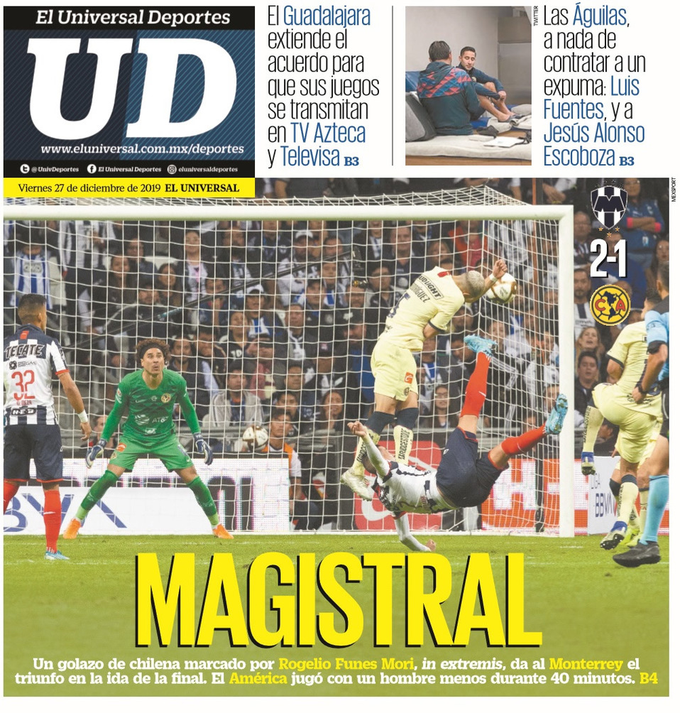 Portadas diarios deportivos en el mundo del 27 de diciembre de 2019