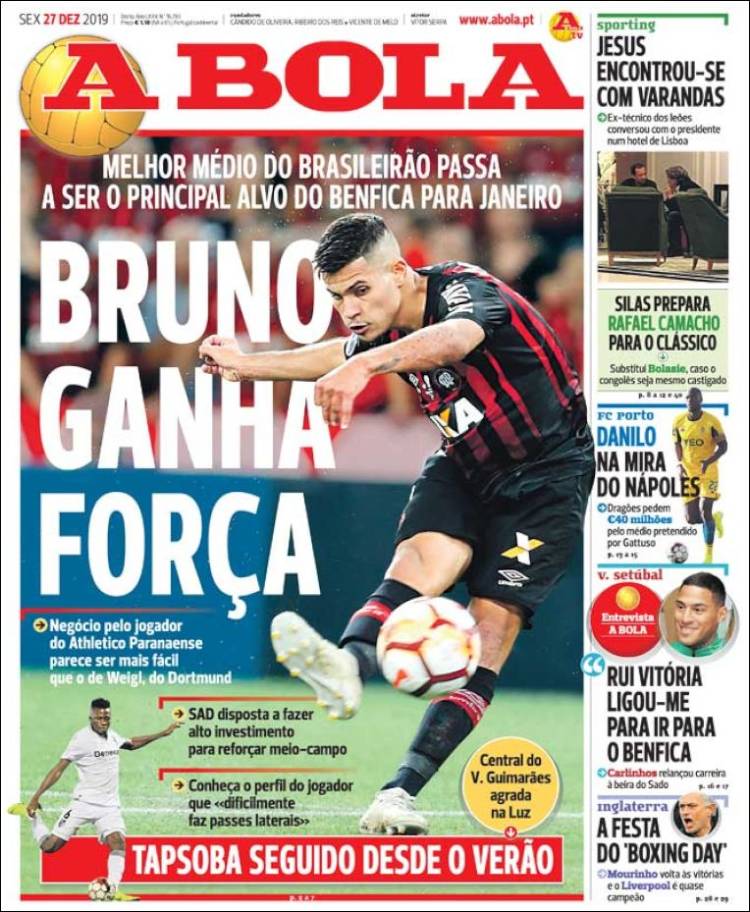 Portadas diarios deportivos en el mundo del 27 de diciembre de 2019