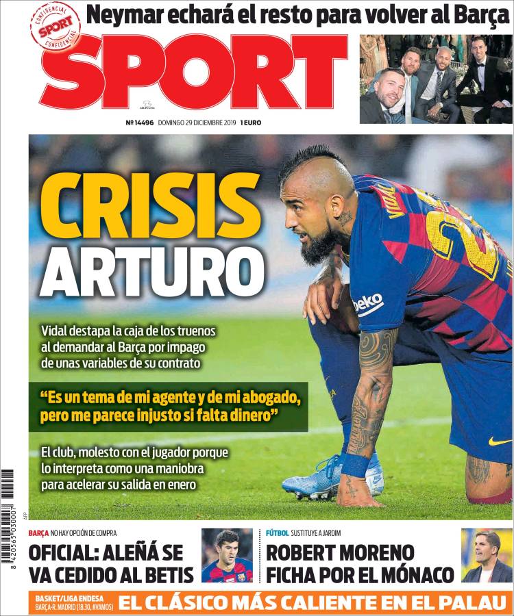 Portadas de los diarios deportivos del mundo de 29 de diciembre del 2019