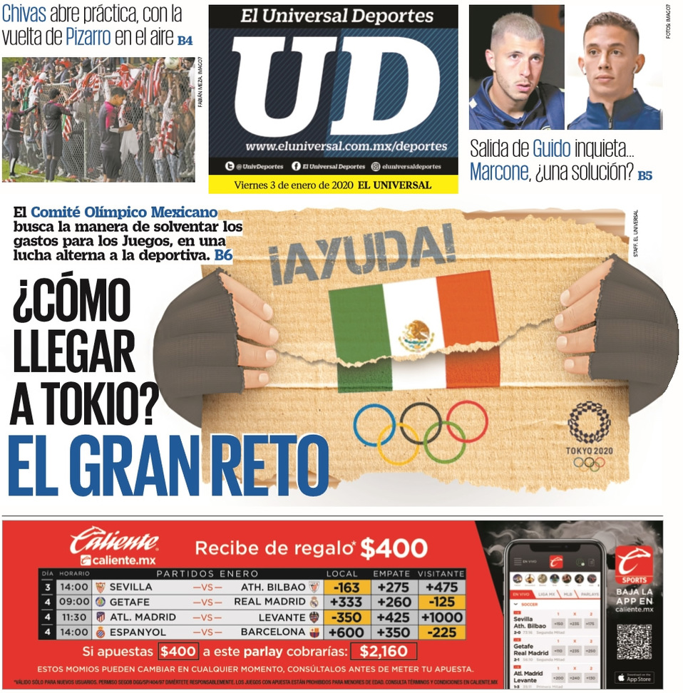 Portadas de diarios deportivos del mundo del 03 de enero del 2020.