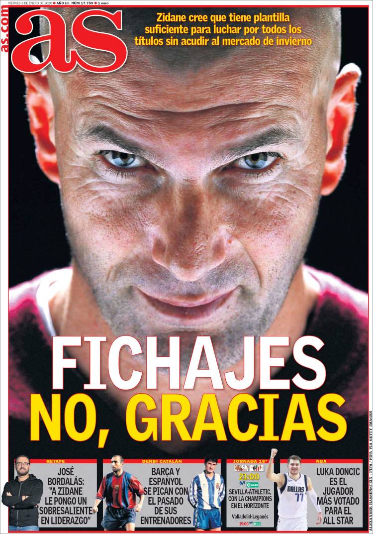 Portadas de diarios deportivos del mundo del 03 de enero del 2020.