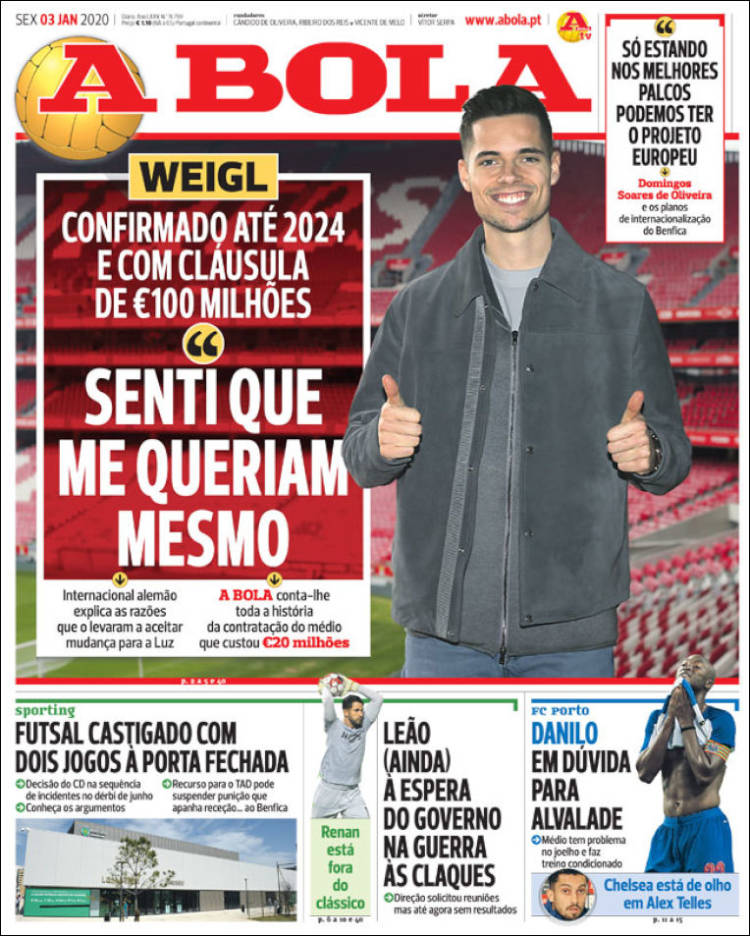 Portadas de diarios deportivos del mundo del 03 de enero del 2020.