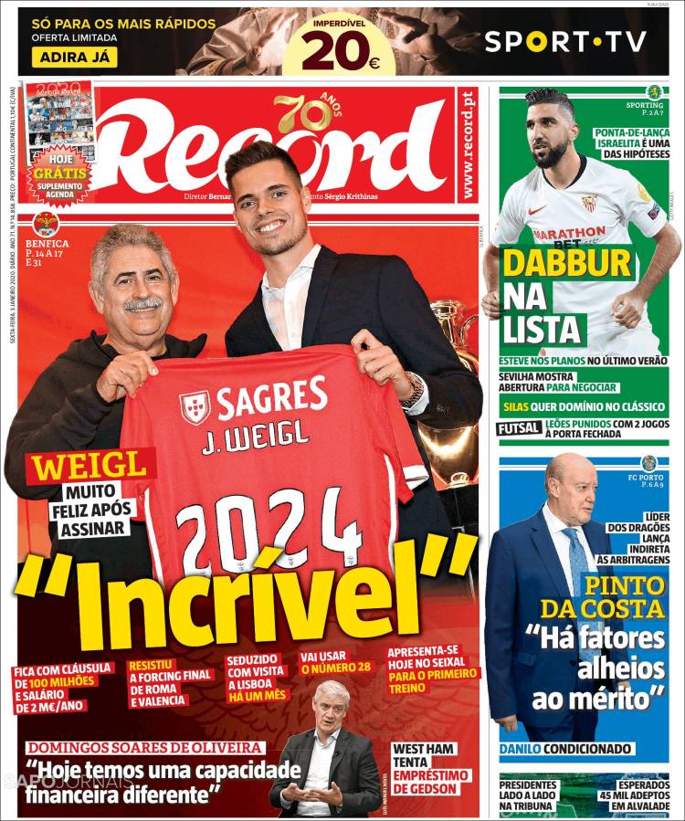 Portadas de diarios deportivos del mundo del 03 de enero del 2020.