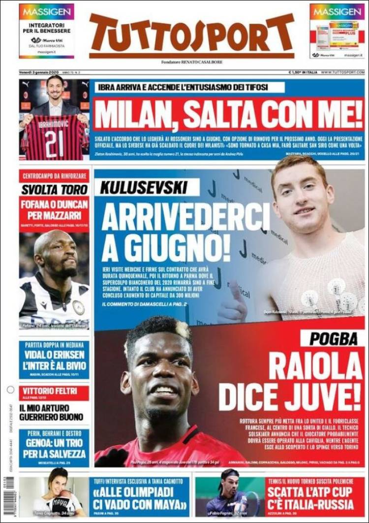 Portadas de diarios deportivos del mundo del 03 de enero del 2020.