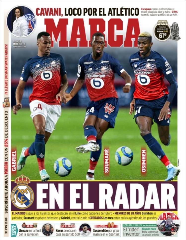 Portadas de diarios deportivos del mundo del 03 de enero del 2020.
