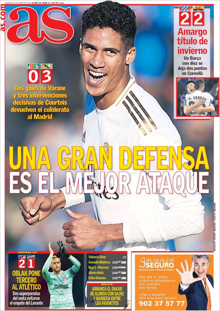 Portadas de diarios deportivos del mundo del 05 de enero del 2020.