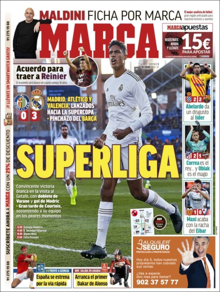 Portadas de diarios deportivos del mundo del 05 de enero del 2020.