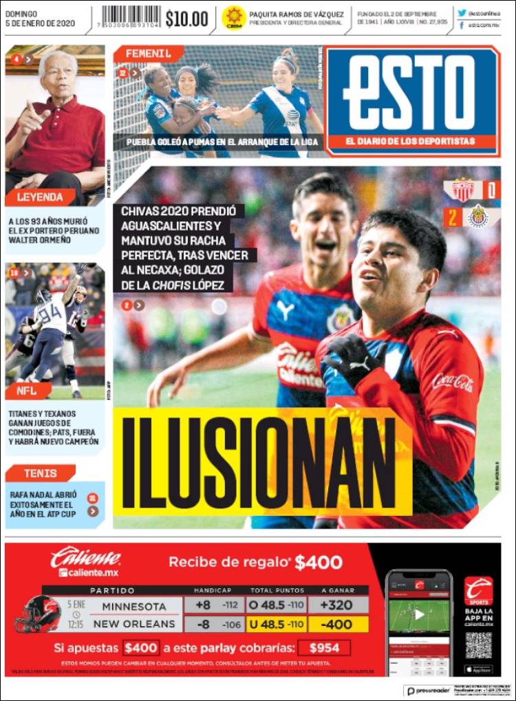 Portadas de diarios deportivos del mundo del 05 de enero del 2020.