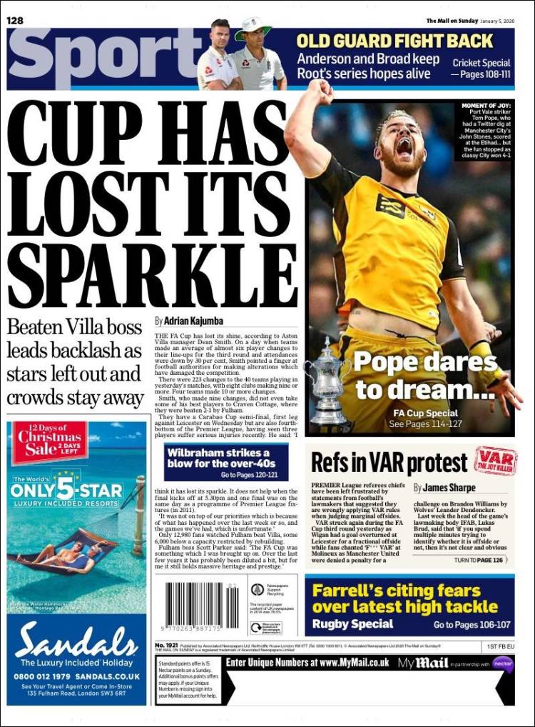 Portadas de diarios deportivos del mundo del 05 de enero del 2020.
