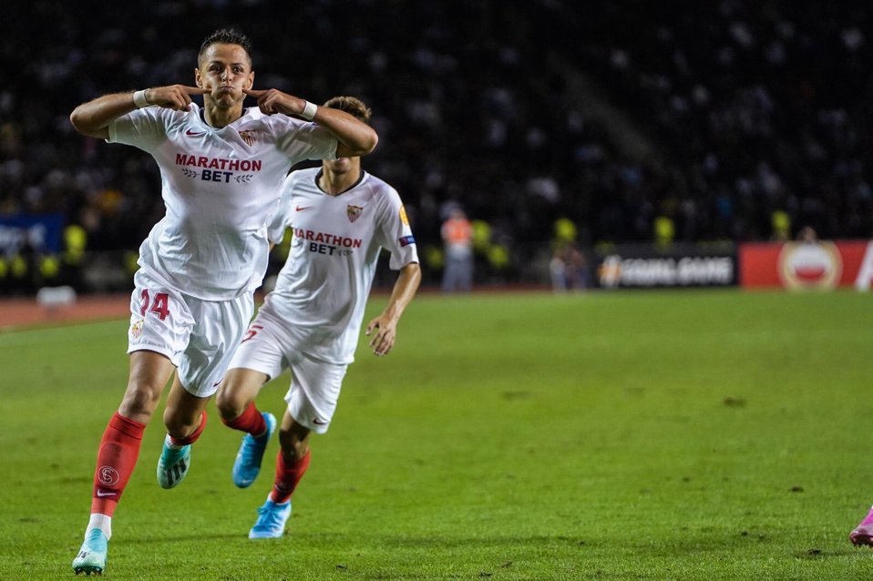 Javier Hernández solamente ha disputado nueve partidos en LaLiga y anotado un gol. (@SevillaFC)