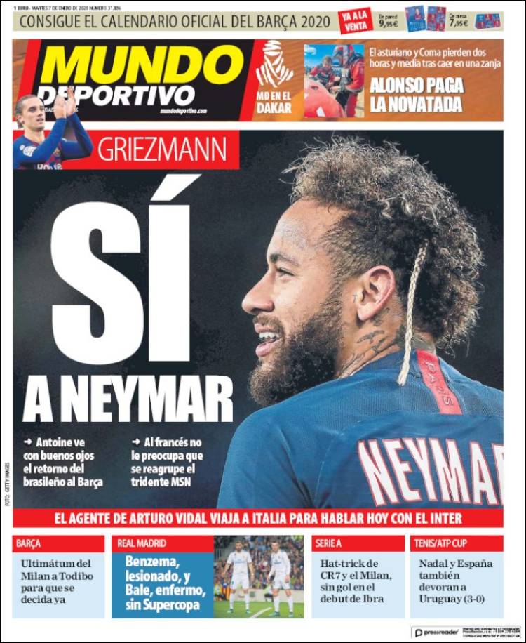 Portadas de diarios deportivos del mundo del 07 de enero del 2020