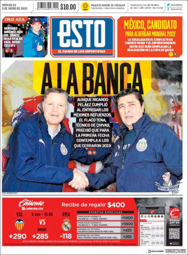 Portadas de diarios deportivos del mundo del 08 de enero del 2020