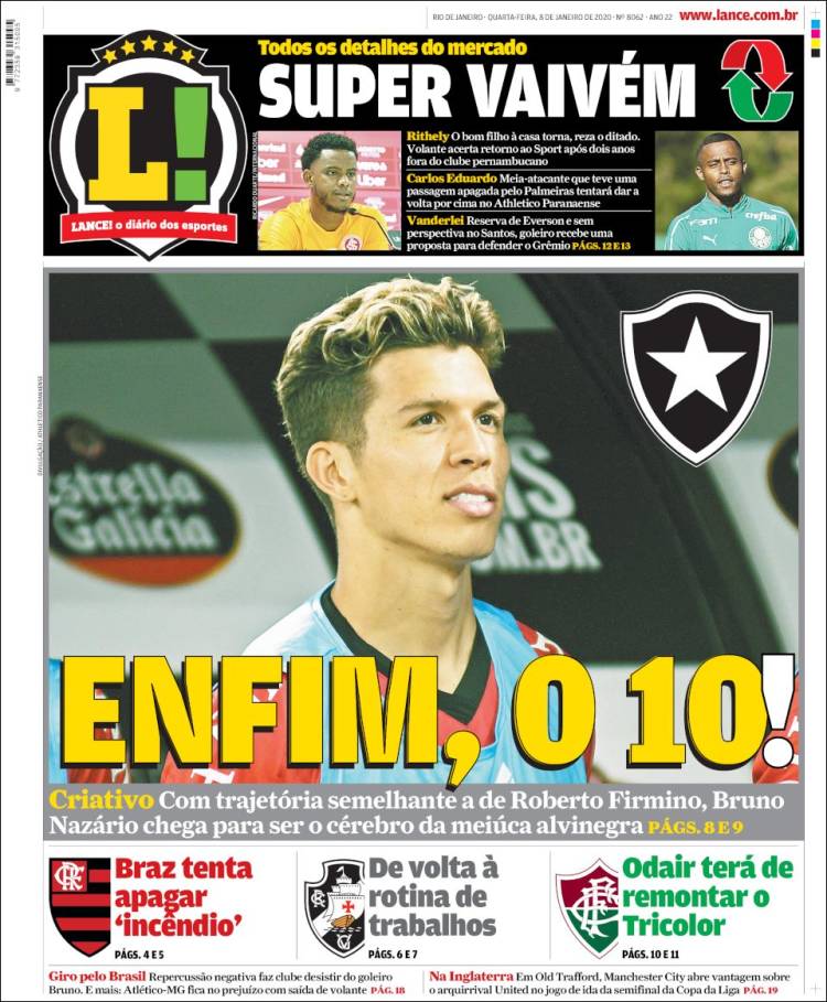 Portadas de diarios deportivos del mundo del 08 de enero del 2020