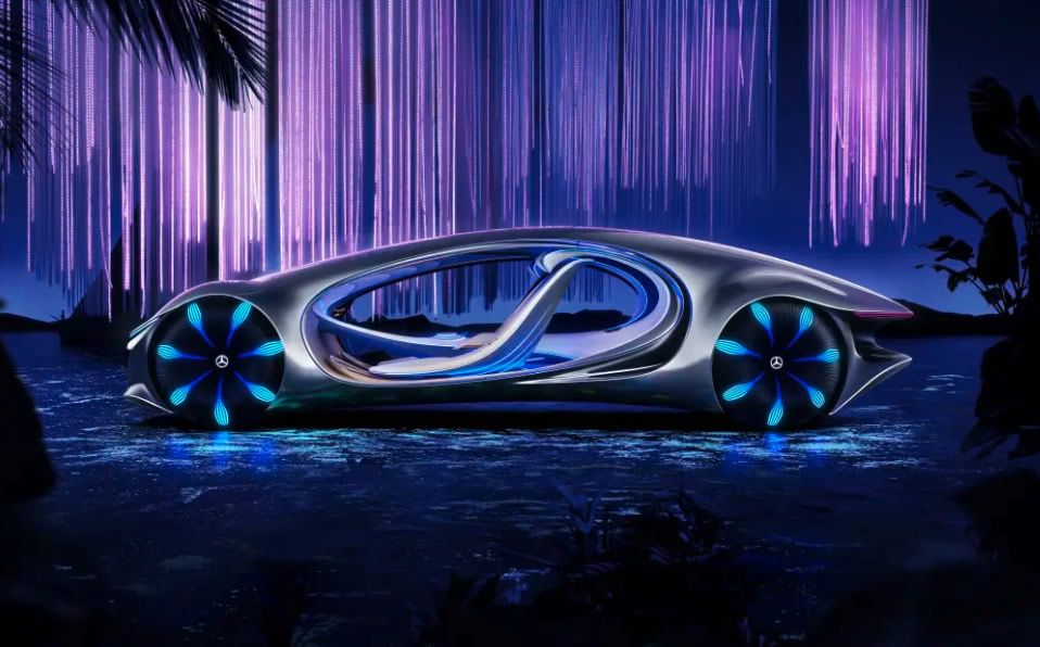 En sintonía con el universo de Avatar, el auto se ilumina de azul en cuanto alguien lo aborda