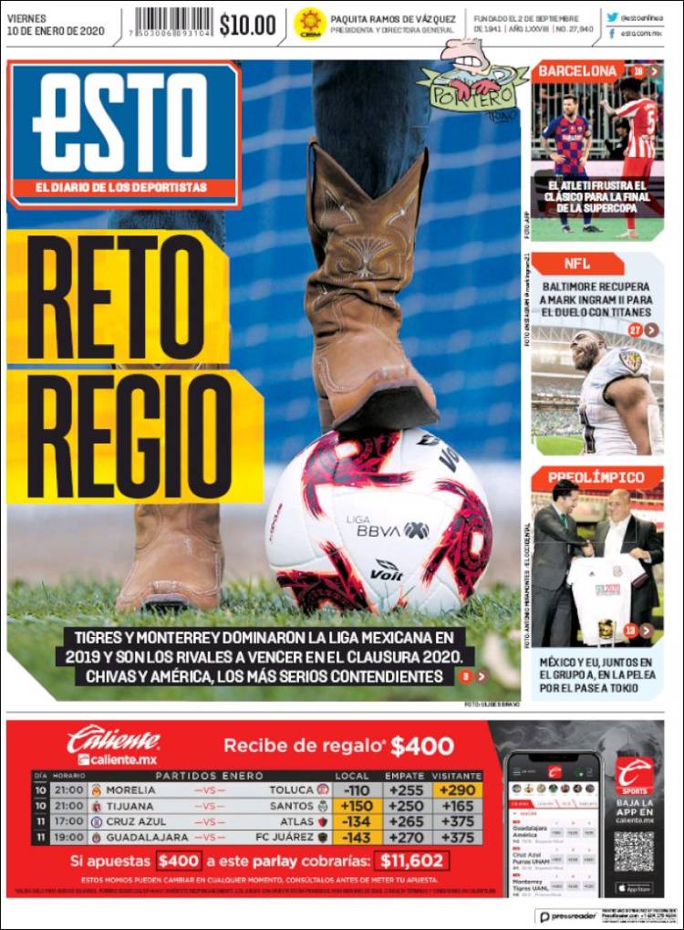Portadas de diarios deportivos del mundo del 10 de enero del 2020