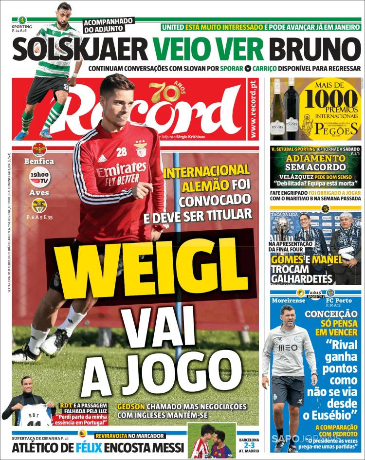 Portadas de diarios deportivos del mundo del 10 de enero del 2020