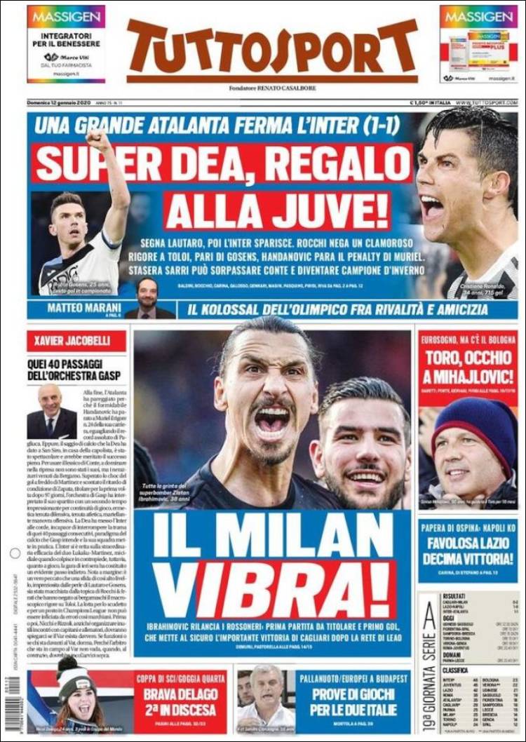 Portadas de diarios deportivos del mundo del 12 de enero del 2020
