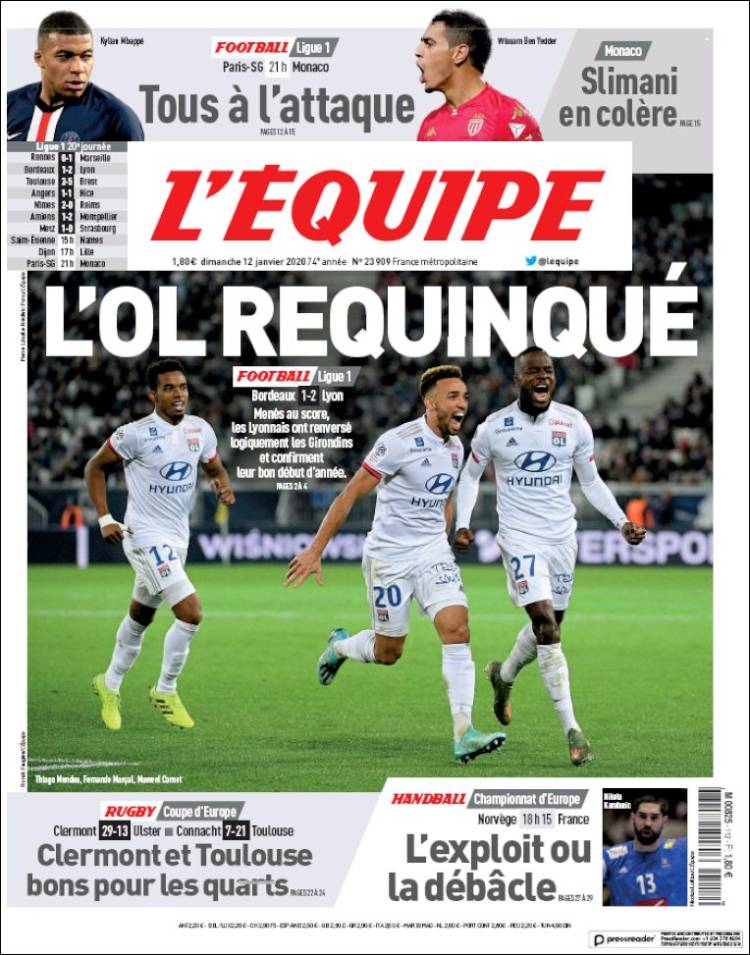 Portadas de diarios deportivos del mundo del 12 de enero del 2020