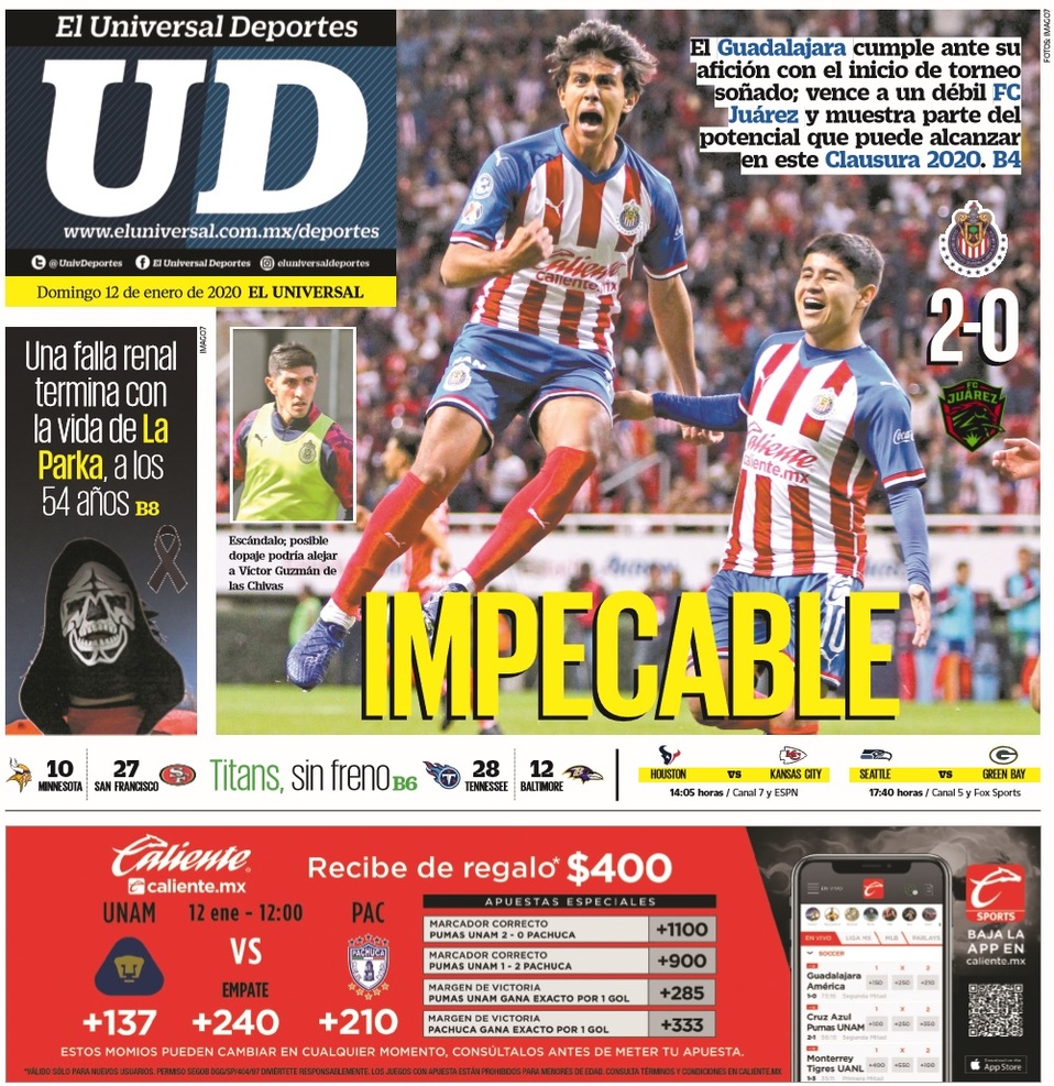 Portadas de diarios deportivos del mundo del 12 de enero del 2020