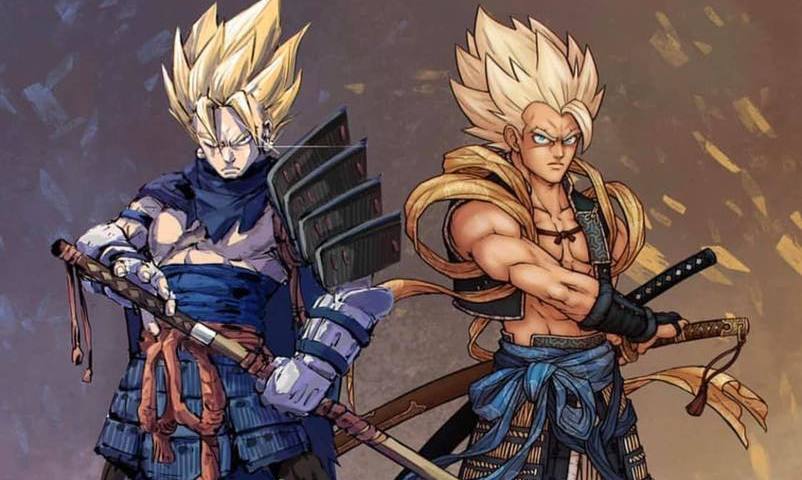 Vegeta y Gogeta al estilo samurái