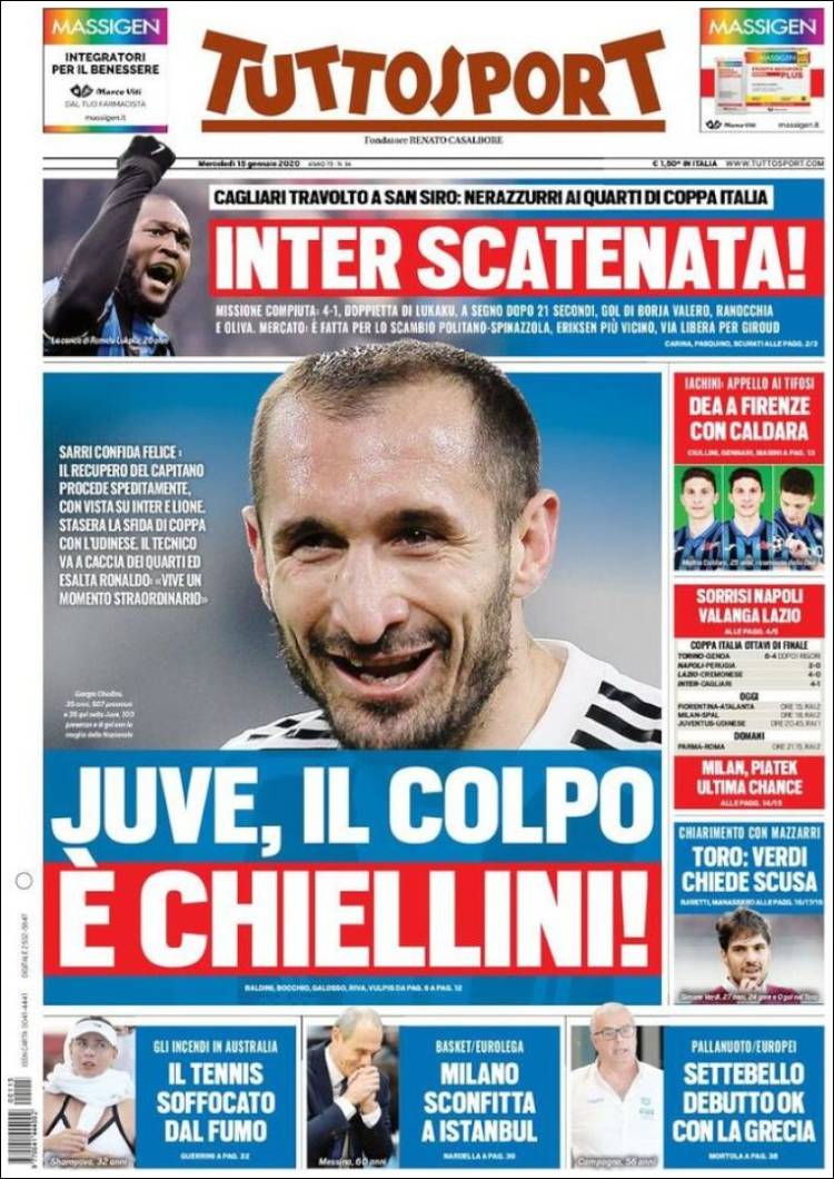 Portadas de diarios deportivos del mundo del 15 de enero del 2020