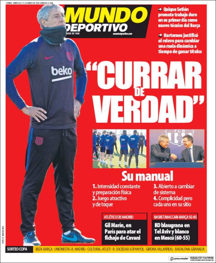 Portadas de diarios deportivos del mundo del 15 de enero del 2020