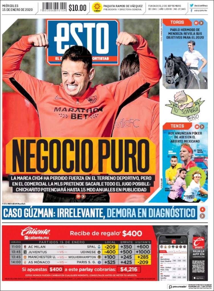 Portadas de diarios deportivos del mundo del 15 de enero del 2020