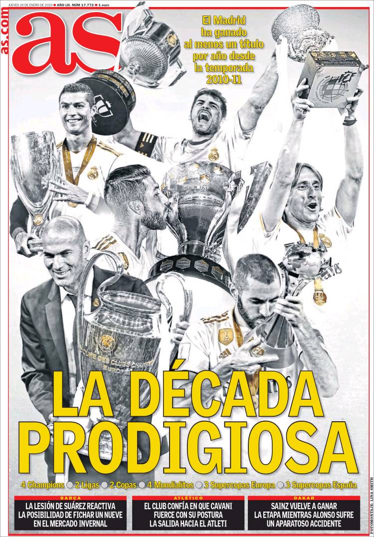 Portadas de diarios deportivos del mundo del 16 de enero del 2020