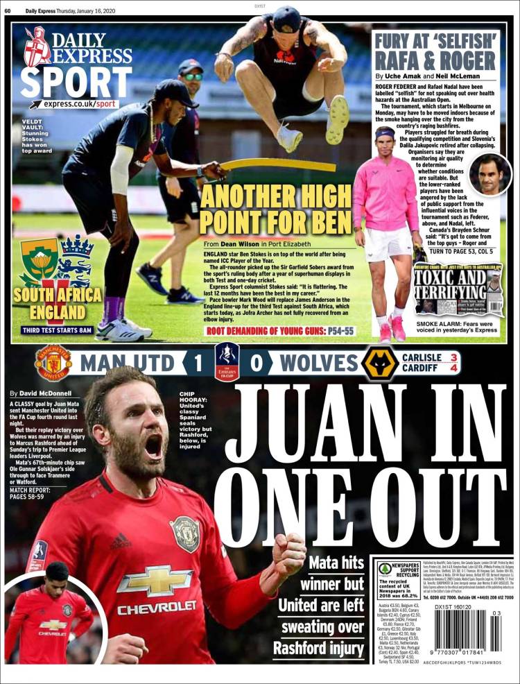 Portadas de diarios deportivos del mundo del 16 de enero del 2020