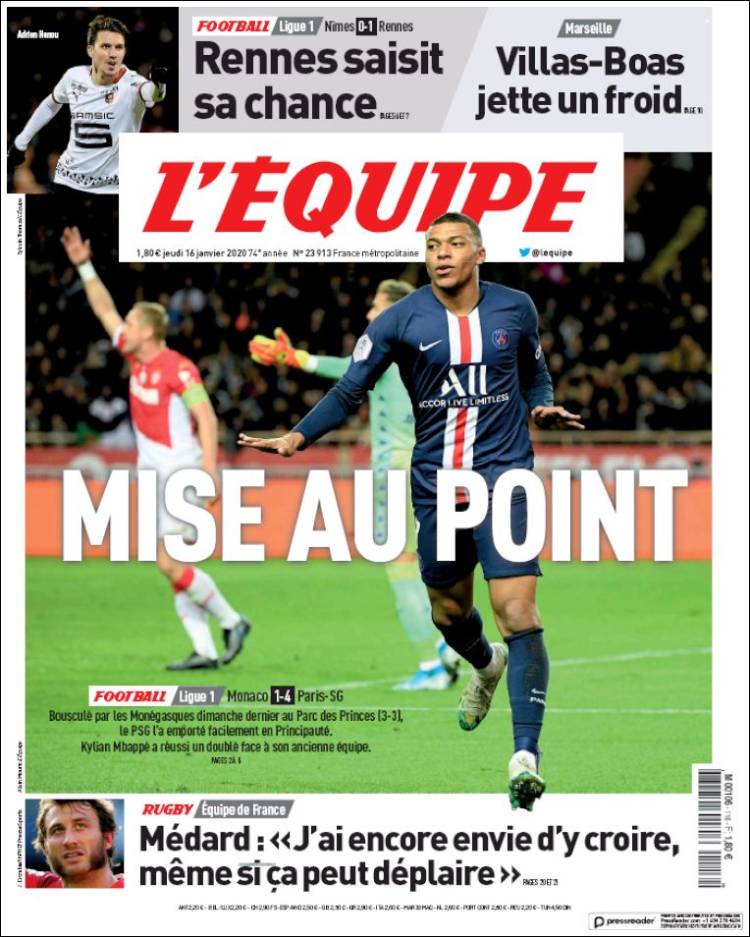 Portadas de diarios deportivos del mundo del 16 de enero del 2020